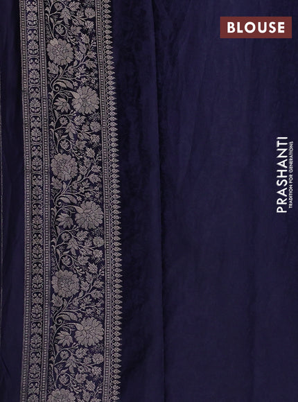 Banarasi silk saree navy blue with allover zari woven brocade weaves and zari woven border