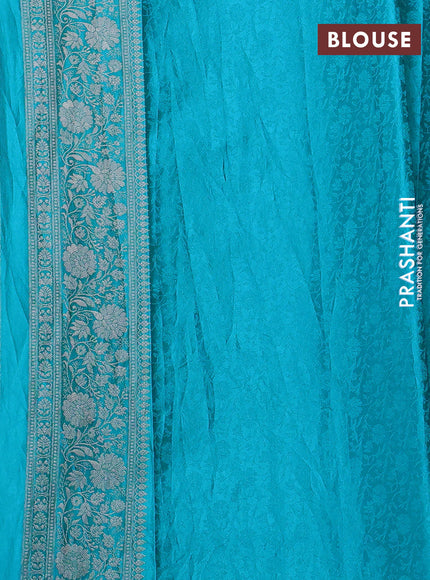 Banarasi silk saree cs blue with allover zari woven brocade weaves and zari woven border