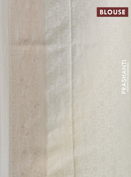 Banarasi silk saree cream with allover zari woven brocade weaves and zari woven border