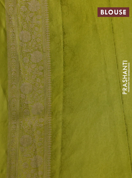 Banarasi silk saree lime green with allover zari woven brocade weaves and zari woven border