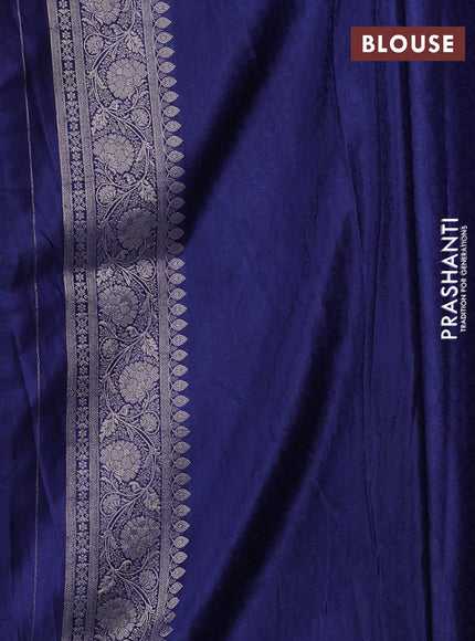 Banarasi silk saree navy blue with allover zari woven brocade weaves and zari woven border