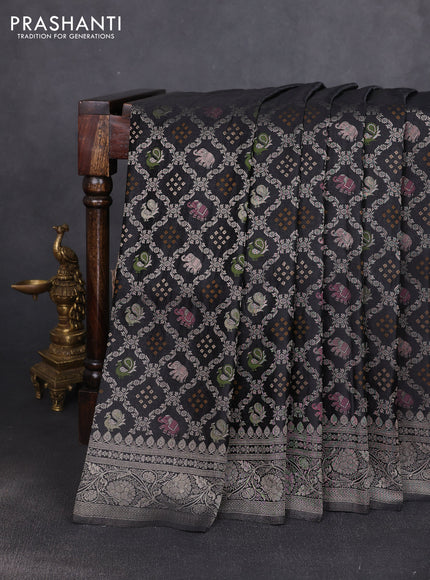 Banarasi silk saree black with allover zari woven brocade weaves and zari woven border