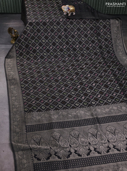 Banarasi silk saree black with allover zari woven brocade weaves and zari woven border