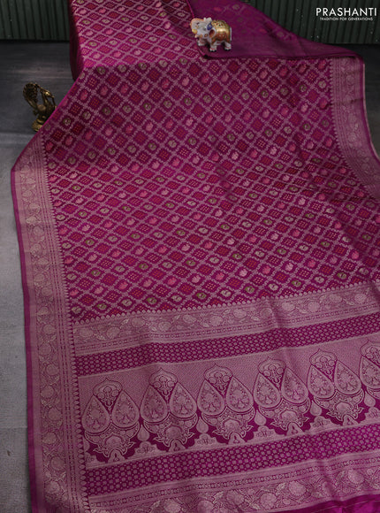 Banarasi silk saree purple with allover zari woven brocade weaves and zari woven border