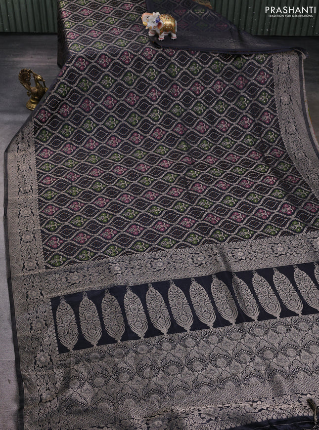 Banarasi silk saree black with allover zari woven brocade weaves and zari woven border