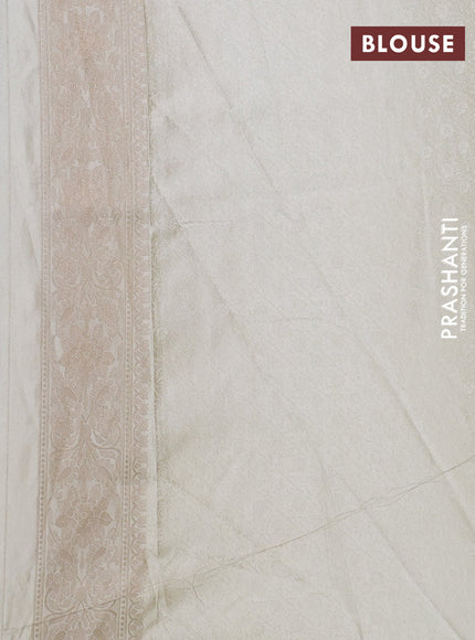 Banarasi silk saree cream with allover zari woven brocade weaves and zari woven border