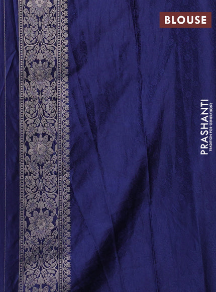 Banarasi silk saree navy blue with allover zari woven brocade weaves and zari woven border