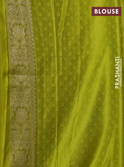 Banarasi silk saree lime green with allover zari woven brocade weaves and zari woven border