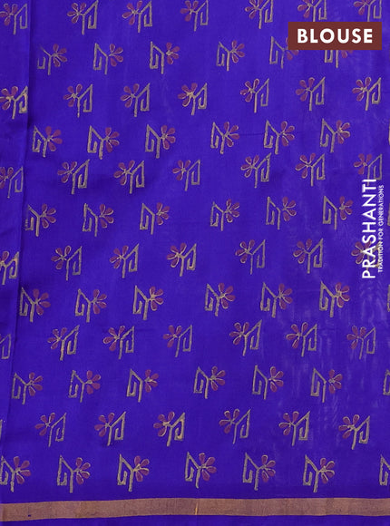 Uppada block printed saree off white and violet with butta prints and printed border