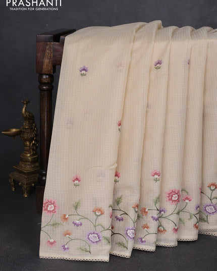 Kota silk saree sandal with embroidery work and floral convent embroidery border