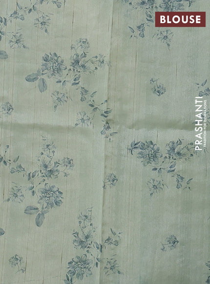 Kota silk saree pastel green with embroidery work and floral convent embroidery border