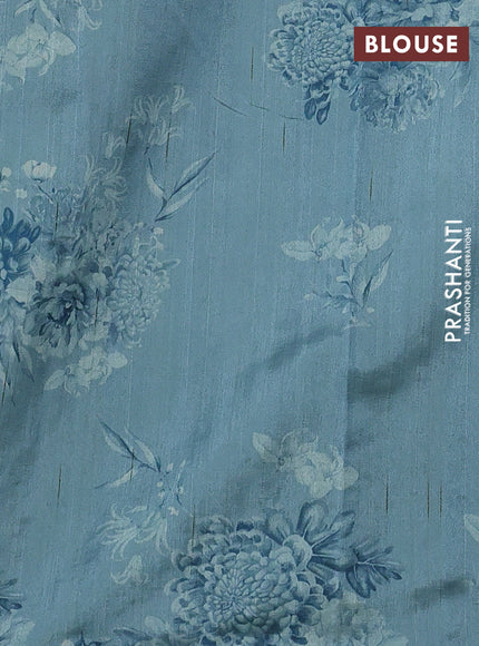 Kota silk saree beige and pastel blue with embroidery work and floral embroidery corcia lace border
