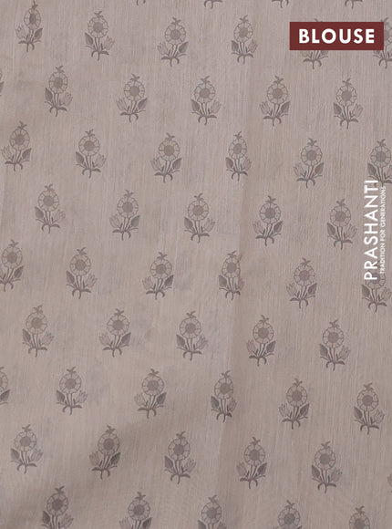 Kota silk saree beige with embroidery work and floral embroidery border