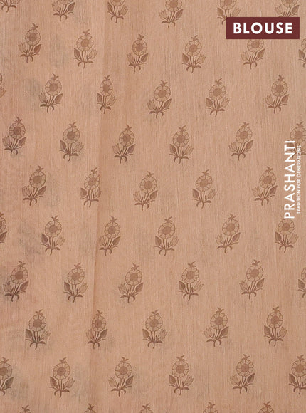 Kota silk saree beige and pale orange with embroidery work and floral embroidery border