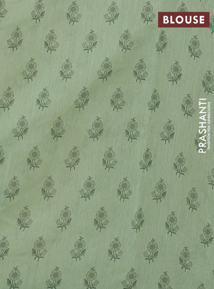 Kota silk saree beige and pista green with embroidery work and floral embroidery border