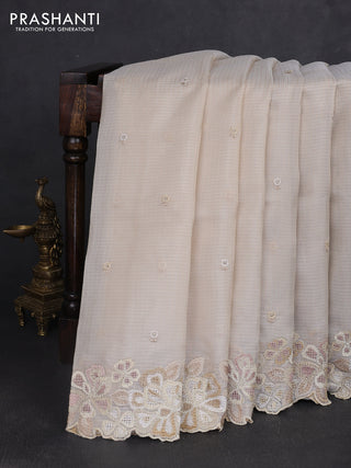 Kota silk saree beige with embroidery work and embroidery border