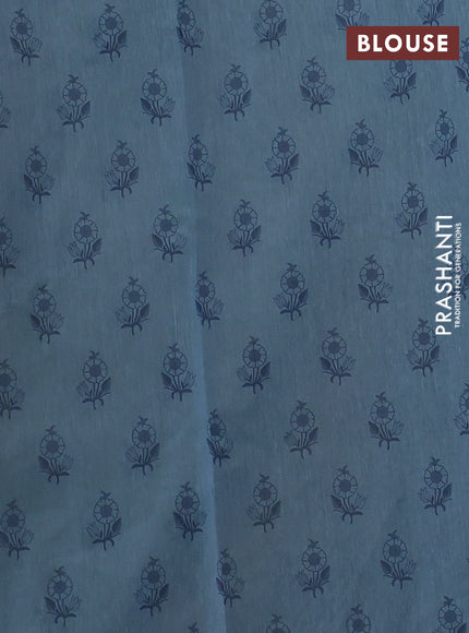 Kota silk saree beige and teal blue with embroidery work and embroidery border