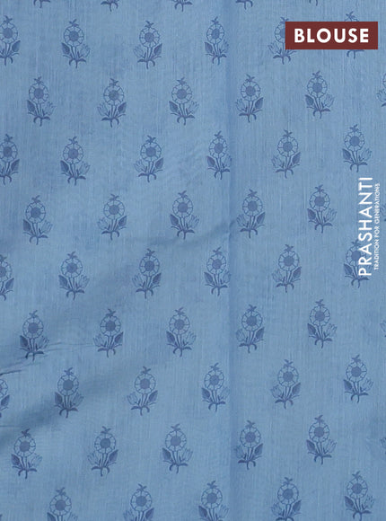 Kota silk saree beige and pastel blue with embroidery work and floral embroidery corcia lace border