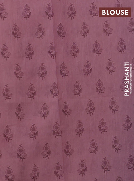 Kota silk saree beige and mild peach pink with allover embroidery work and crocia lace border