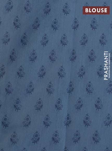 Kota silk saree beige and pastel blue with allover embroidery work and crocia lace border