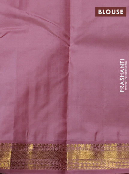 Pure kanchipuram silk saree maroon and dark peach with zari woven buttas and rich zari woven korvai border