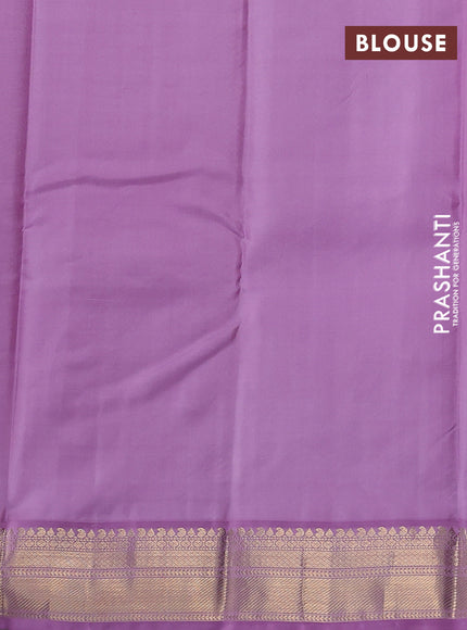 Pure kanchipuram silk saree green and lavender with zari woven buttas and rich zari woven korvai border
