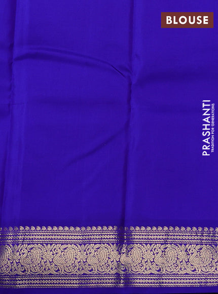 Pure kanchipuram silk saree dual shade of teal green and royal blue with zari woven buttas and rich zari woven korvai border