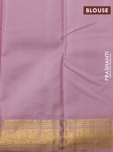 Pure kanchipuram silk saree green and pastel pink with zari woven buttas and rich zari woven korvai border