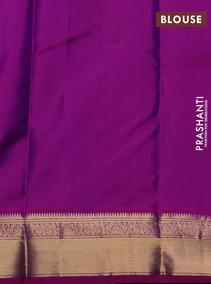 Pure kanchipuram silk saree royal blue and purple with allover small zari checks & buttas and zari woven border
