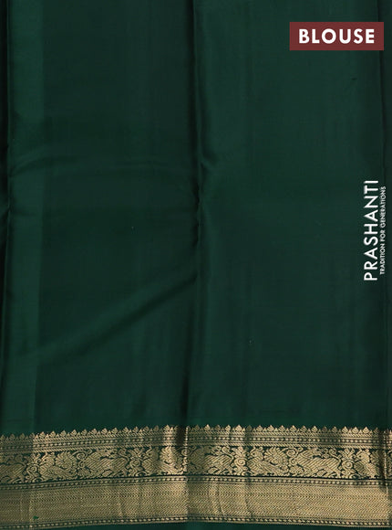 Pure kanchipuram silk saree red and dark green with allover zari checks & buttas and zari woven korvai border