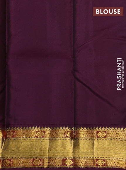 Pure kanchipuram silk saree pink and wine shade with zari woven buttas and zari woven korvai border