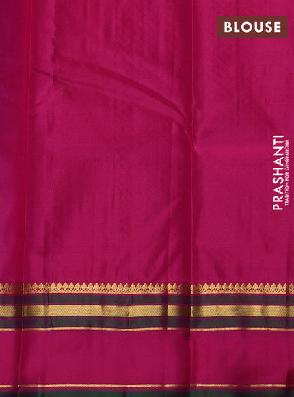 Pure kanchipuram silk saree royal blue and dark pink with zari woven buttas and rettapet zari woven border