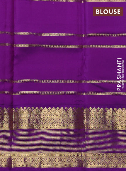 Pure kanchipuram silk saree lotus pink and violet with allover zari stripe & buttas and rich zari woven korvai border