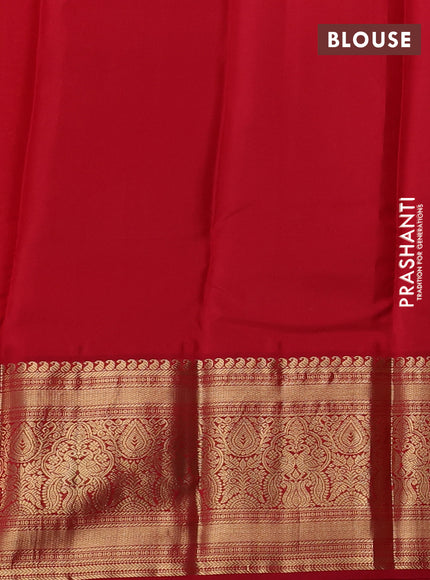 Pure kanchipuram silk saree lime yellow and red with zari woven buttas and long zari woven korvai border