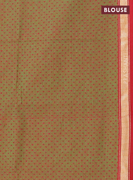 Chettinad cotton saree beige and light green with thread woven buttas and thread woven border