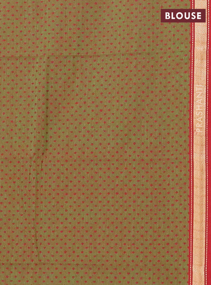 Chettinad cotton saree beige and light green with thread woven buttas and thread woven border