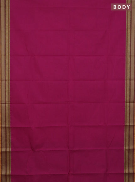 Chettinad cotton saree pink and yellow with plain body and thread woven border