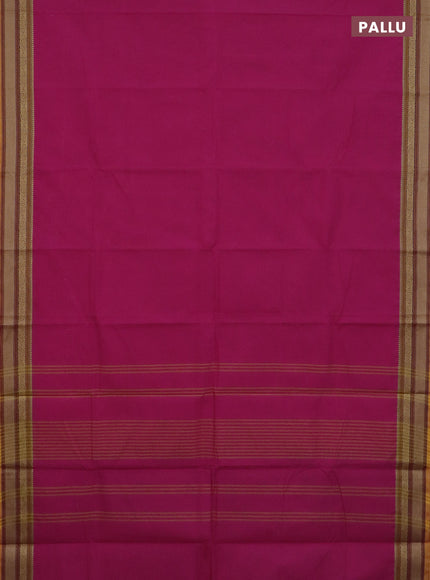 Chettinad cotton saree pink and yellow with plain body and thread woven border