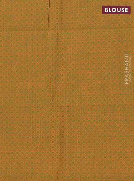 Chettinad cotton saree manthulir green and mustard yellow with plain body and rettapet thread woven border