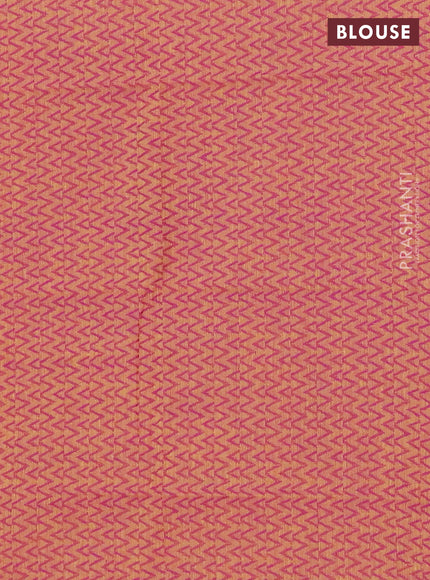 Chettinad cotton saree sunset orange and pink with thread woven buttas and zari woven border