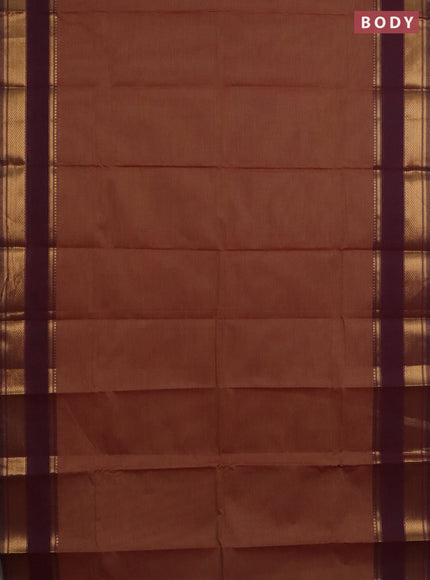 Chettinad cotton saree rust shade and dark pink with plain body and zari woven border