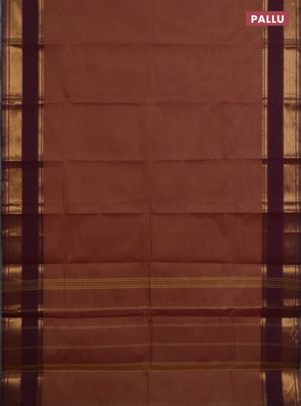 Chettinad cotton saree rust shade and dark pink with plain body and zari woven border