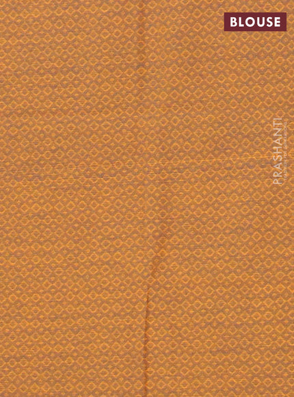 Chettinad cotton saree purple and mustard yellow with plain body and thread woven border