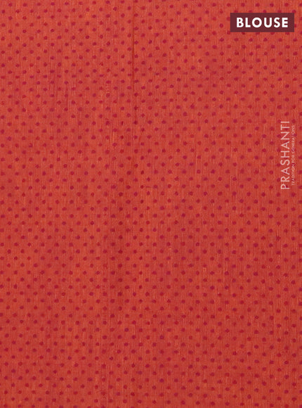 Chettinad cotton saree dark sap green and rust shade with plain body and zari woven border