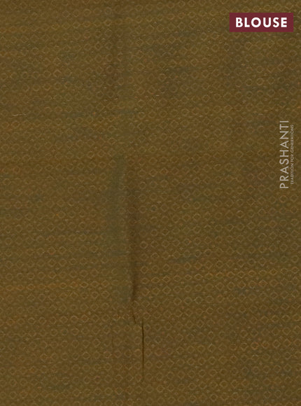Chettinad cotton saree dual shade of pinkish orange and green with thread woven buttas and zari woven border