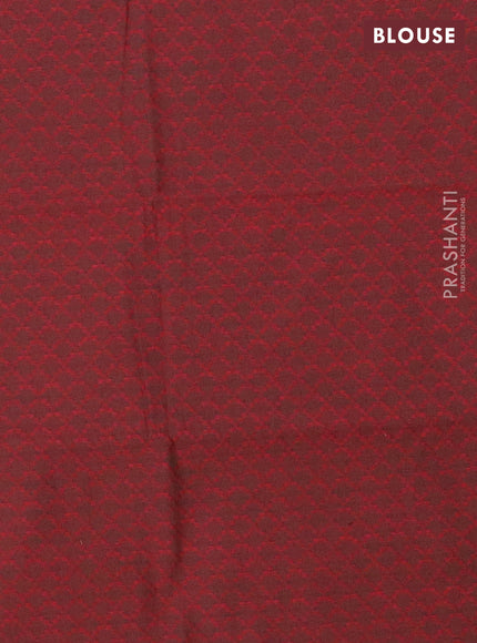 Chettinad cotton saree dark sandal and maroon with plain body and zari woven border