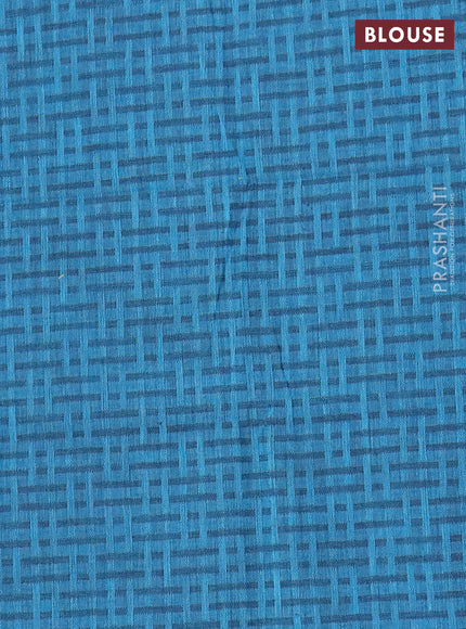 Chettinad cotton saree deep maroon and teal blue with plain body and zari woven border