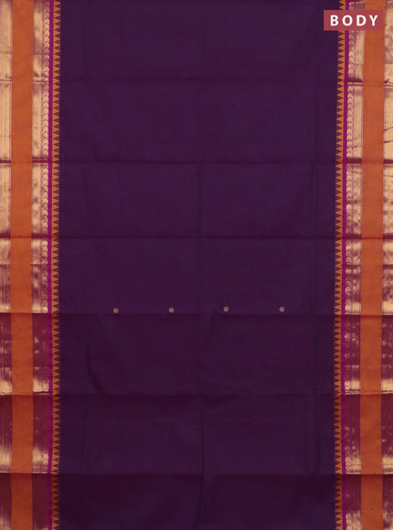 Chettinad cotton saree deep purple and magenta pink with zari woven buttas and rettapet zari woven border