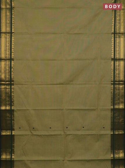 Chettinad cotton saree elaichi green and green with thread woven buttas and zari woven border