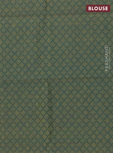 Chettinad cotton saree deep maroon and green with plain body and zari woven simple border